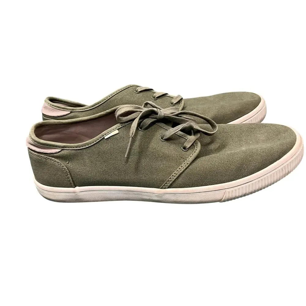 TOMS men’s olive green canvas dress sneakers sz 11M